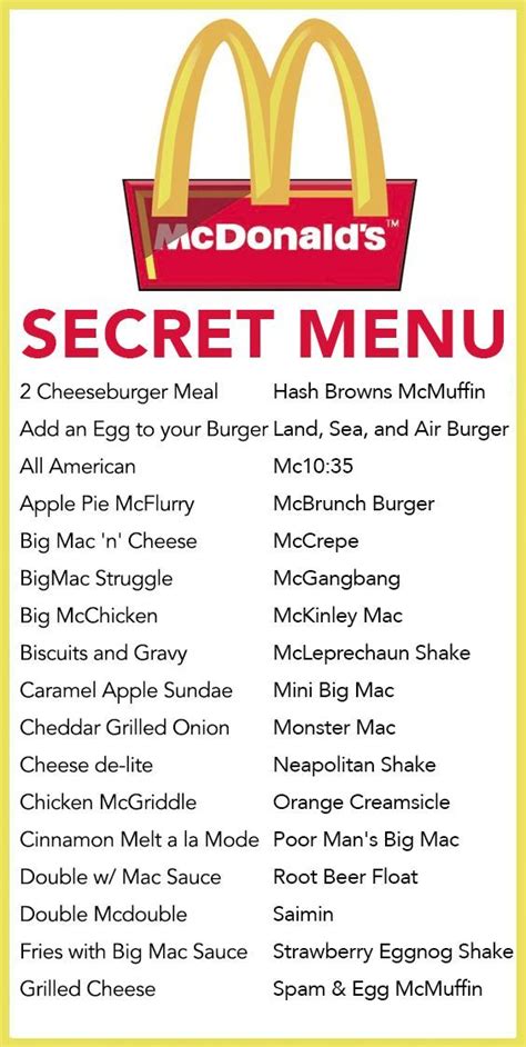 secret mcdonald's menu.